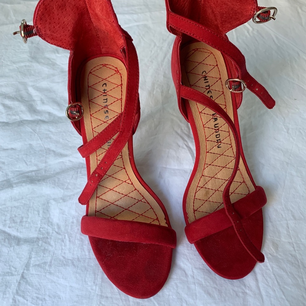 Chinese Laundry red strappy stilettos size 7